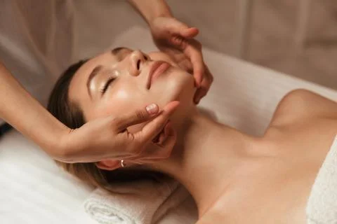 Young woman getting spa treatment Stock Photos