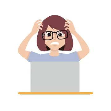 Young woman hurt using computer Stock Illustration