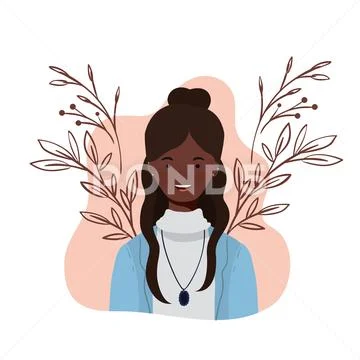 Young woman with landscape background Stock Illustration