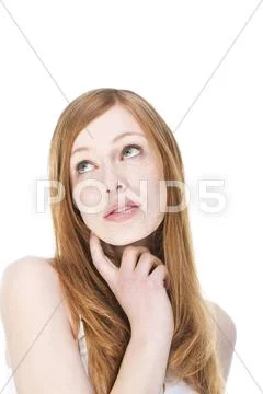 Young woman looking away, close up Stock Photos