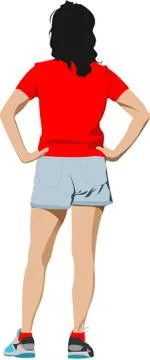 Young woman looking forward. Vector illustration Stock Illustration