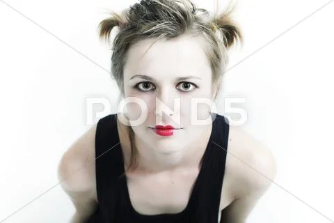Young woman with make-up by a little girl Stock Photos