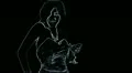 Young woman with martini in black and white sketch on pre-keyed background HD Footage
