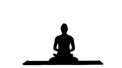 Young woman meditates while practicing yoga track matte Stock Footage 90338740
