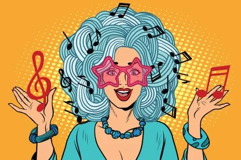 Young woman music notes instead of hairstyles Stock Illustration