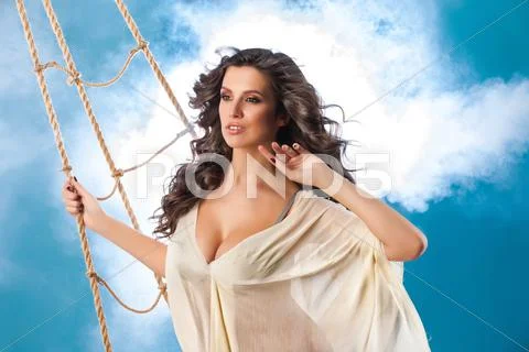 Young Woman Near The Shrouds Stock Photos