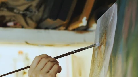 Young woman painter Stock Footage 87042672