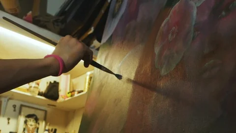 Young woman painter Stock Footage 87042758