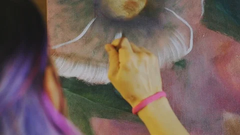 Young woman painter Stock Footage 87043025
