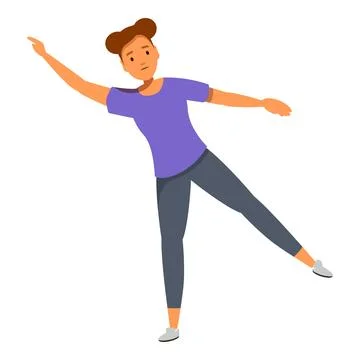 Young woman performing balancing exercise with leg extended and arm outstre.. Stock Illustration