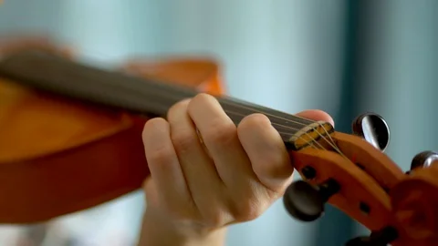 Young woman playing the violin. Hands of musician, close up view Stock Footage 128988341