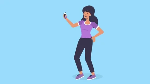 Young Woman Posing for a Selfie – Loopable Animation 4K Stock Footage 303553455