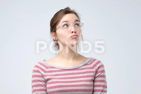 Young woman pouting lips, making duck face Stock Photos