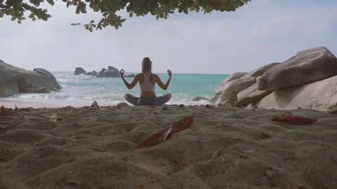 Young Woman Practices Yoga Stock Footage 134355341