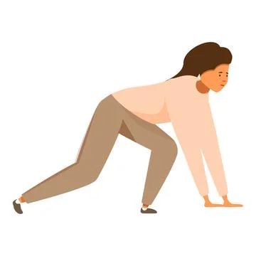Young woman preparing for a run, getting ready to start 스톡 일러스트