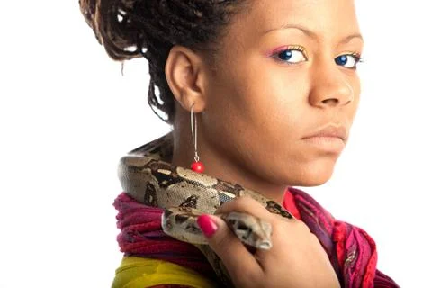 Young woman with python Photos