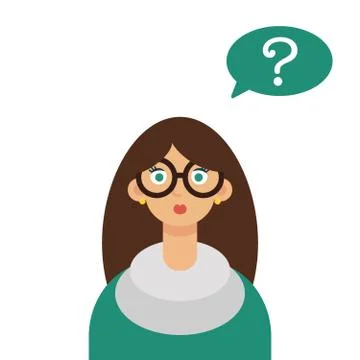 Young woman with question marks vector Stock Illustration