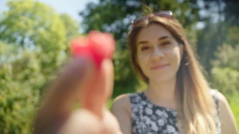 Young Woman In Raspberry Garden Stock Footage