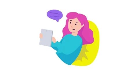 Young Woman Reading Document with Speech Bubble. Stock Footage 318345381