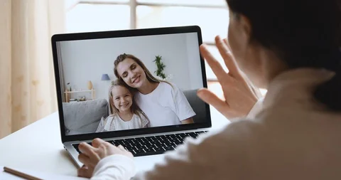 Young woman relative video calling mom a... | Stock Video