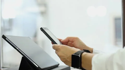Young woman scanning qr code with smart phone, close up HD Stock Footage 44170726