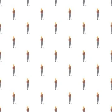 Young woman seamless pattern with flat design Stock Illustration