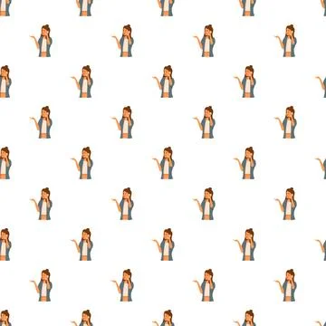 Young woman seamless pattern talking on cellphone illustration Stock Illustration