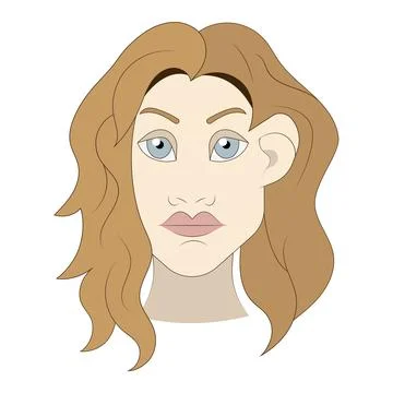 Young woman serious face vector icon. Stock Illustration
