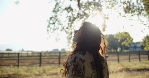 Young woman setting up large format camera in nature Stock Footage 117581090