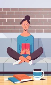 Young woman sitting on couch using tablet girl reading e-book e-learning concept イラスト素材