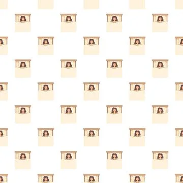 Young woman sleeping in bed continuous pattern repeating Stock Illustration