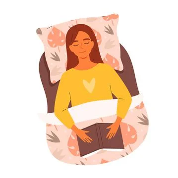 Young woman sleeping in her bed Stock Illustration
