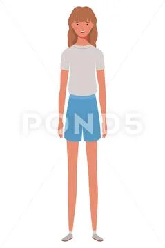 Young woman standing on white background Stock Illustration