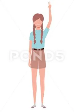 Young woman standing on white background Stock Illustration