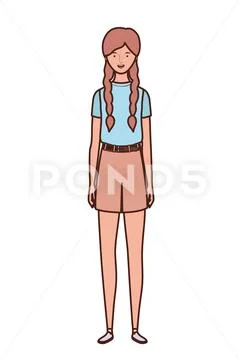 Young woman standing on white background Stock Illustration