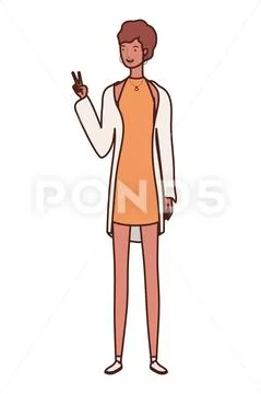 Young woman standing on white background Stock Illustration