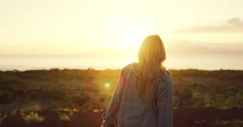 Young Woman at Sunset Stock Footage 68455488