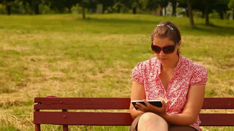 Young woman with tablet computer. dolly Stock Footage 24759349