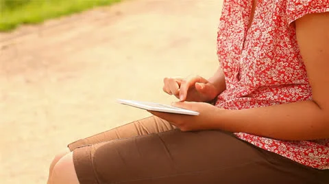 Young woman with tablet computer Stock Footage 24759235
