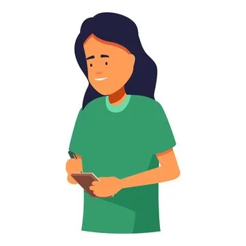 Young woman taking notes on a notepad using a pen Illustrazione stock