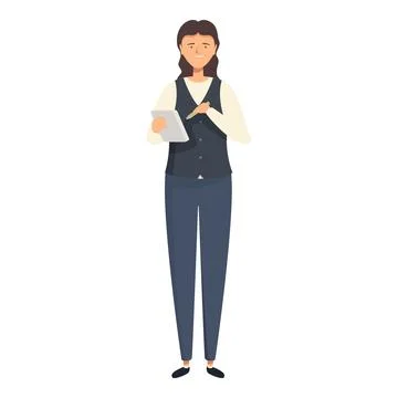 Young woman taking notes while standing holding a tablet and a pen Stock Illustration