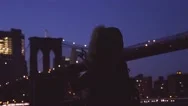 Young Woman Taking Photos Of Nyc During The Sunset Stock Footage