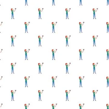 Young woman taking selfie using a smartphone stick pattern Stockillustratie