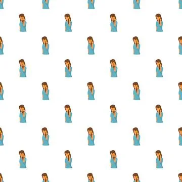 Young woman talking on mobile phone pattern Stock Illustration