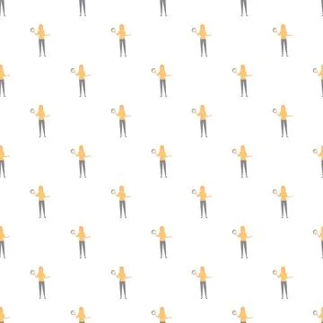 Young woman teacher with pointer seamless pattern Stock Illustration