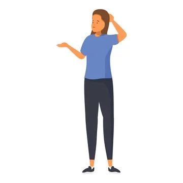 Young woman thinking and gesturing, expressing confusion and doubt Stock Illustration
