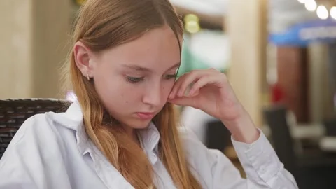Young woman thinking deeply in office environment Video stock 342087699