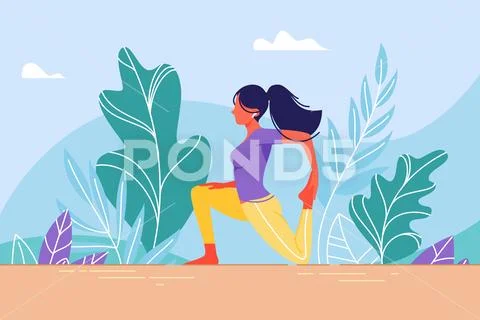 Young woman in training stretching. Stock Illustration