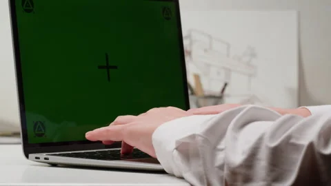 Young woman is typing on computer keyboard close-up. Computer monitor with Stock Footage 275857759