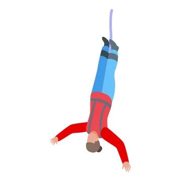 Young woman upside down jumping bungee jumping from high altitude Stock Illustration